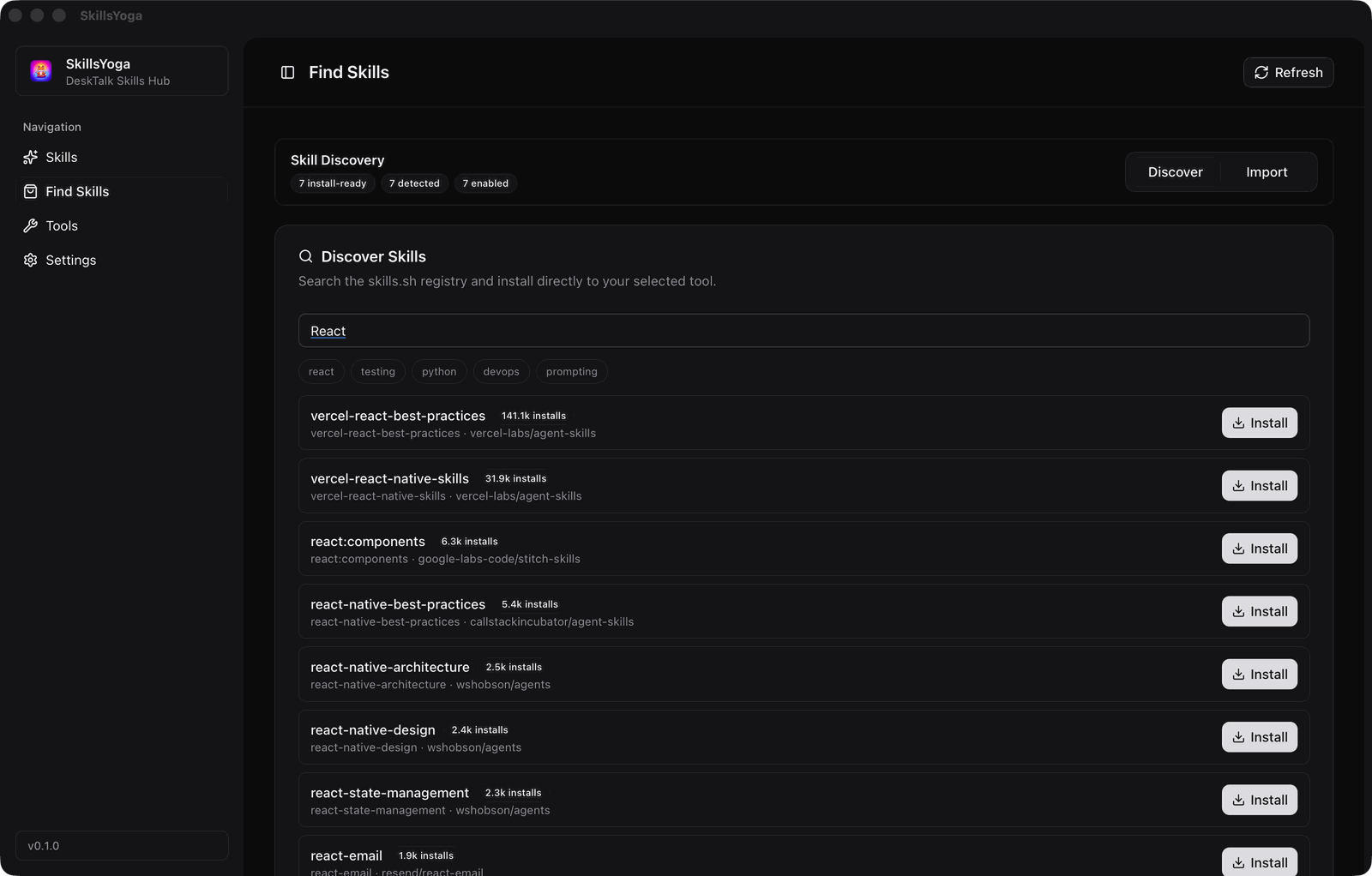 SkillsYoga Find Skills screenshot